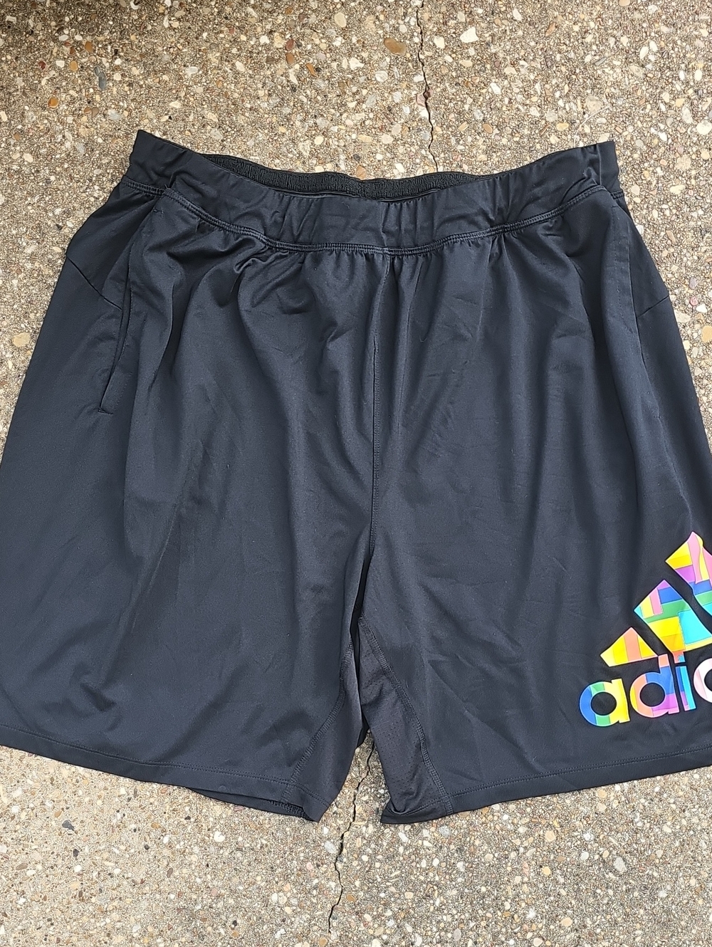 adidas 4krft Black Athletic Shorts Multicolor Logo 2XL GM3528 9" Inseam